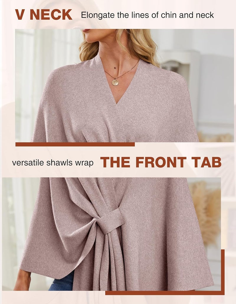 Puli Women's Elegant Shawl Wraps Soft Open Front Poncho Sweater for Spring Fall Winter - Image 5